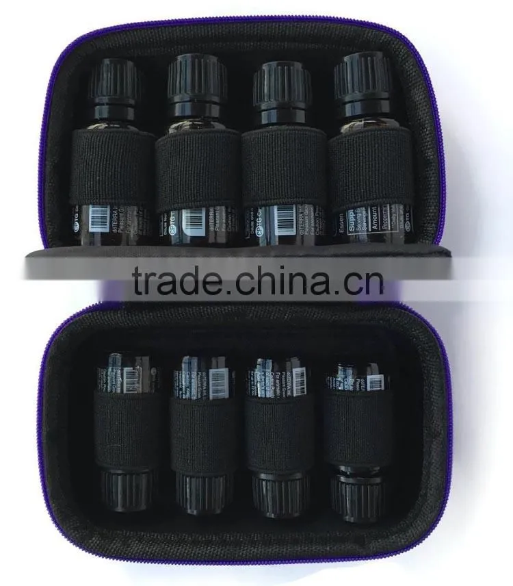 8 bottles purple neoprene essential oil key chain carry case,popular design small essential oil carrying bag for 8 bottles