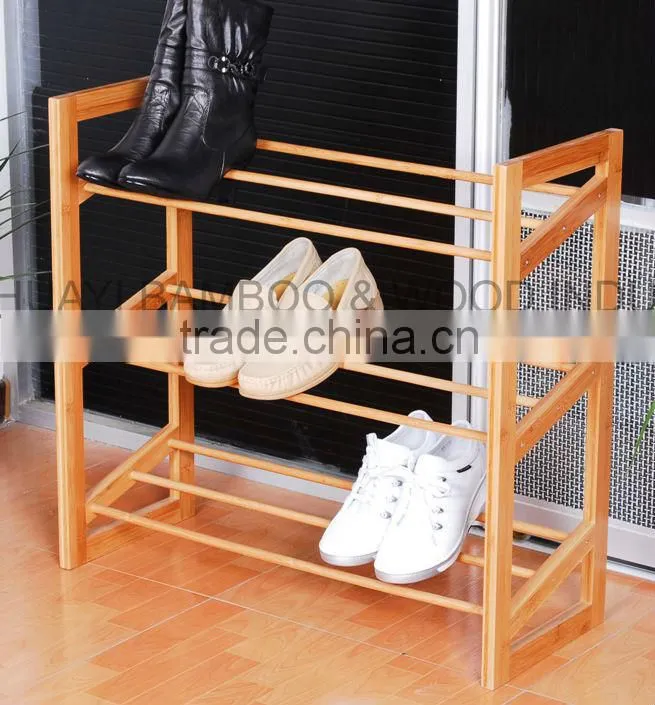 Household Bamboo Shoe Shelf with Sliding Tiers