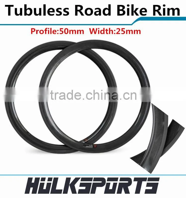 2016 Top sale 25mm width carbon clincher tubuless wheel 700C carbon fiber bike wheels 50mm depth carbon road bicycle rim