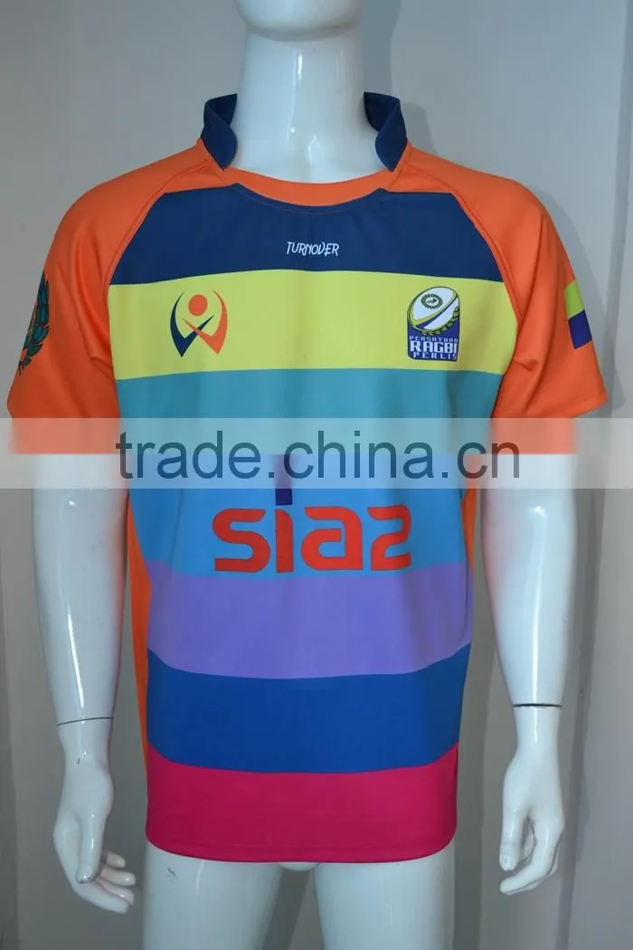 latest short sleeve rugby jersey sublimation cheap custom rugby jersey
