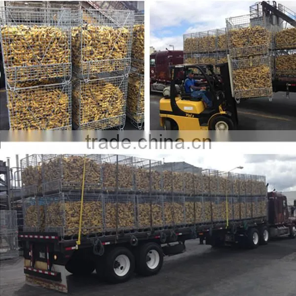 Large stack welded pallet wire mesh storage container with casters