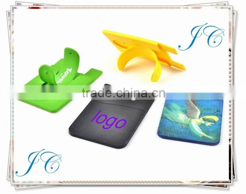 Compatible silicone smart wallet mobile phone credit card holder with 3m sticker able to stand