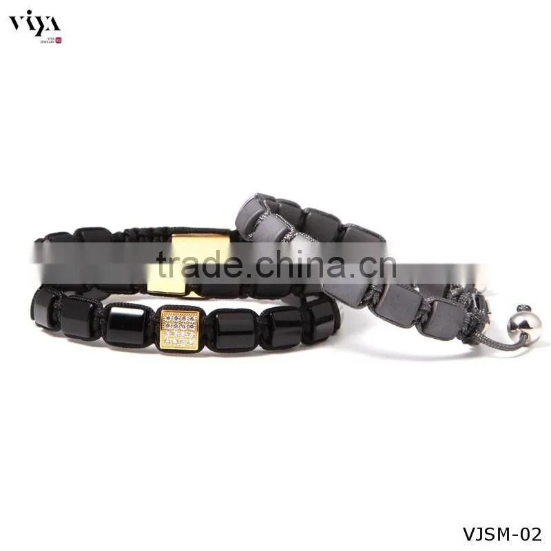Bracelet Jewelry Charm Square Beads Mens Bracelets with Natural Stone bracelet