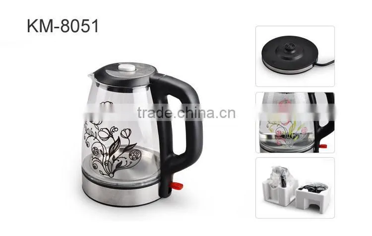 High Temperature Resistant Electric Crystal Clear Glass Kettle