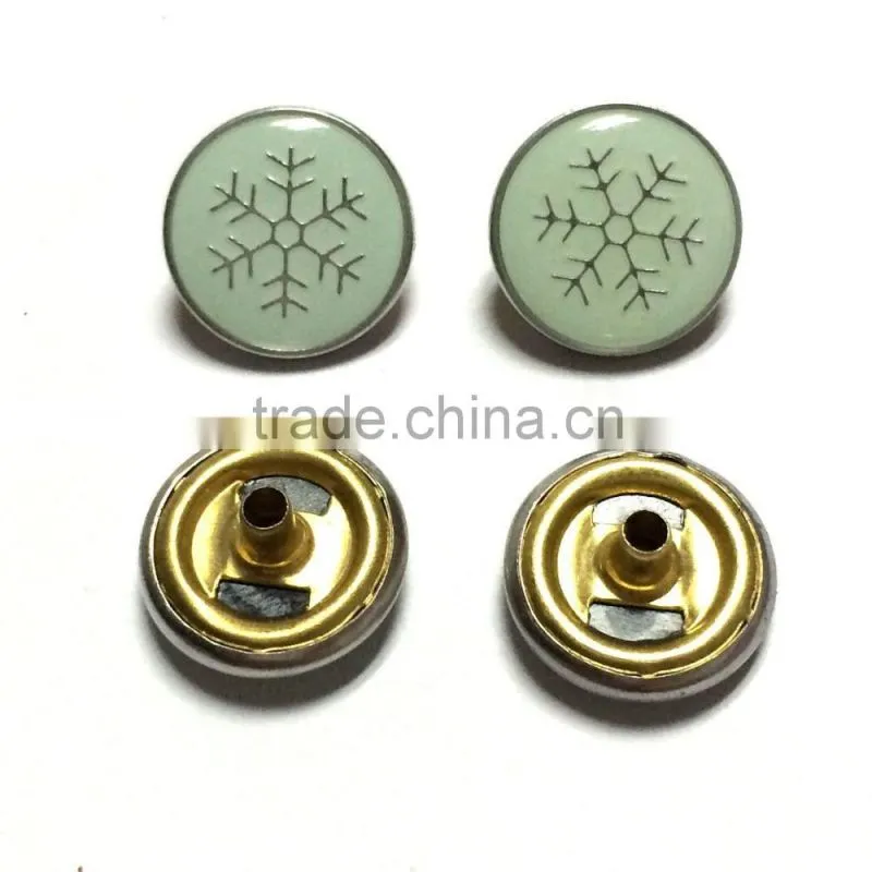 with mint green color logo epoxy spring snap button