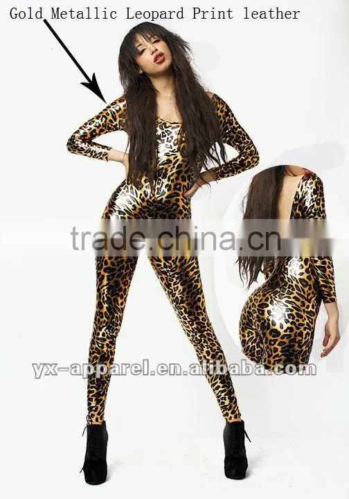 2012 newest ladies black leather catsuits