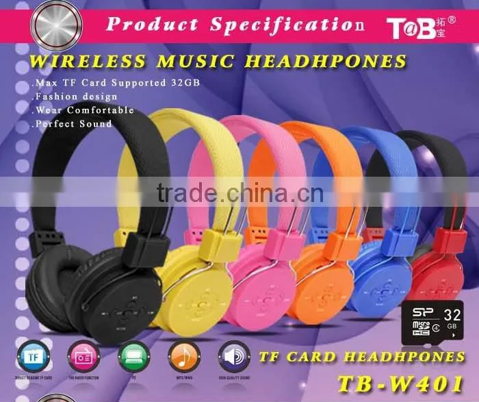 wireless headphone with memory card FM radio headset sports wireless mp3 player