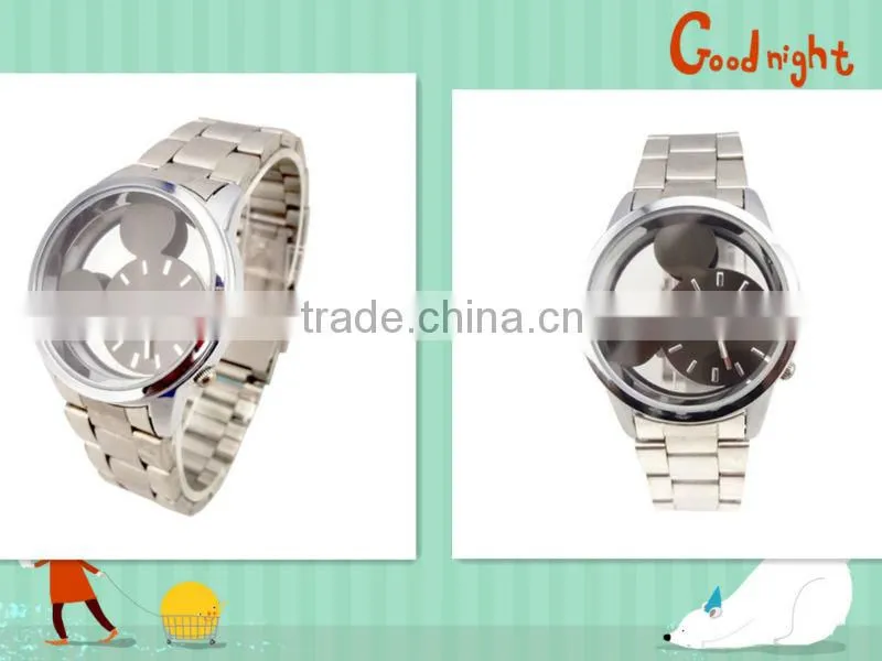 Mental watch/Mickey shape big dial watch/Stainless steel watch