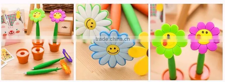 3D PVC pen plastic cartoon pen flower pen cheap promotion cute products