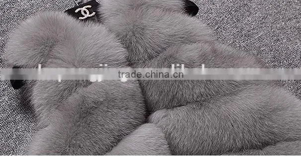 Unique design fashion knitted short fox fur vest with price