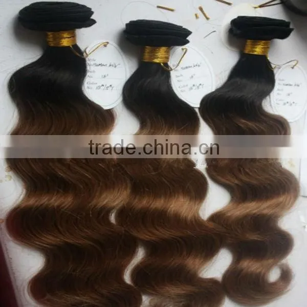 Hot sell two color virgin brazilian hair extension ombre hair extension