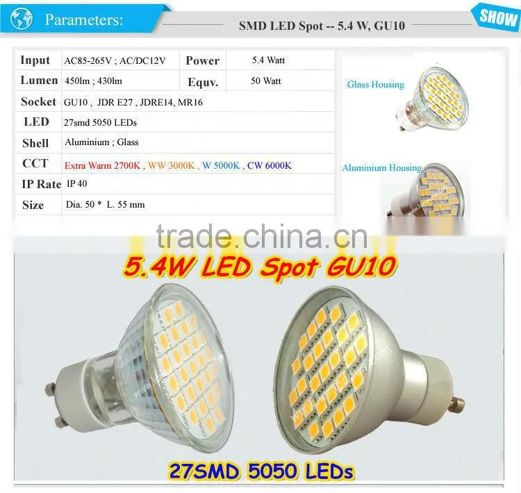 Dimmable Ceramic SMD 5630 LED Spot Light Bulb 3W 5W GU10 MR16 E27