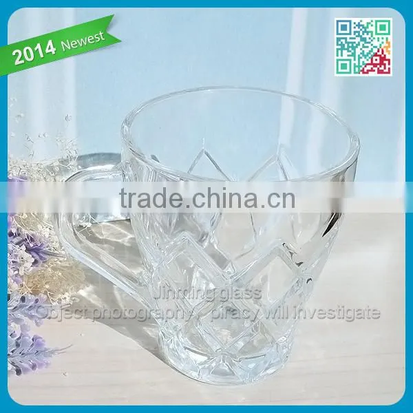 Customized Designed Glass Tea Cup Mug Glassware Fancy Glass Tea Mug Cup Handle Glass Mug