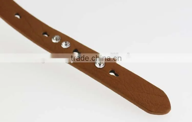 Women's fashion pu leather shiny rhinestone belt with shiny gold buckles in yiwu