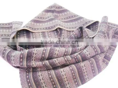 fashion acrylic knitted jacquard scarf /shawl with cap