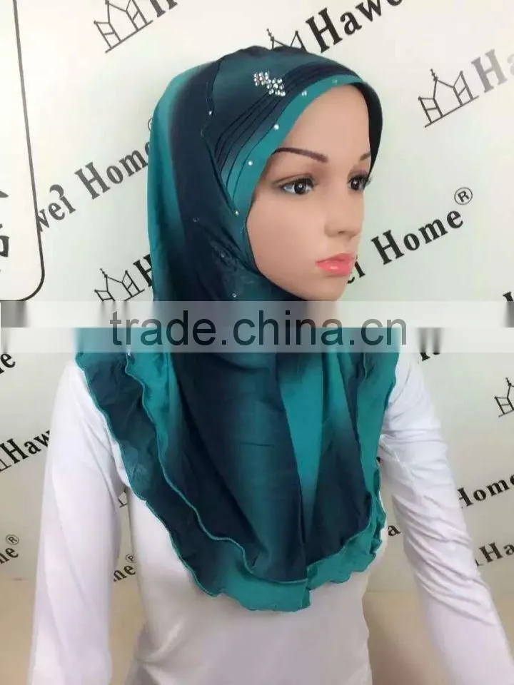 H276 new style two tone hijab with crystals
