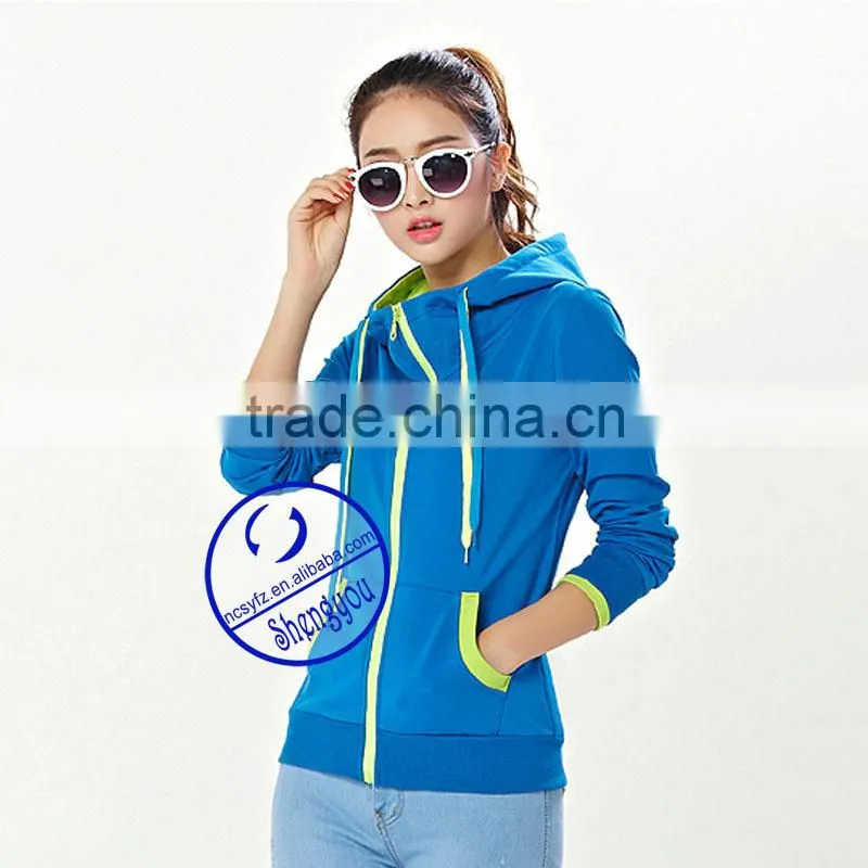 OEM high quality custom china women blank zip up hoodies