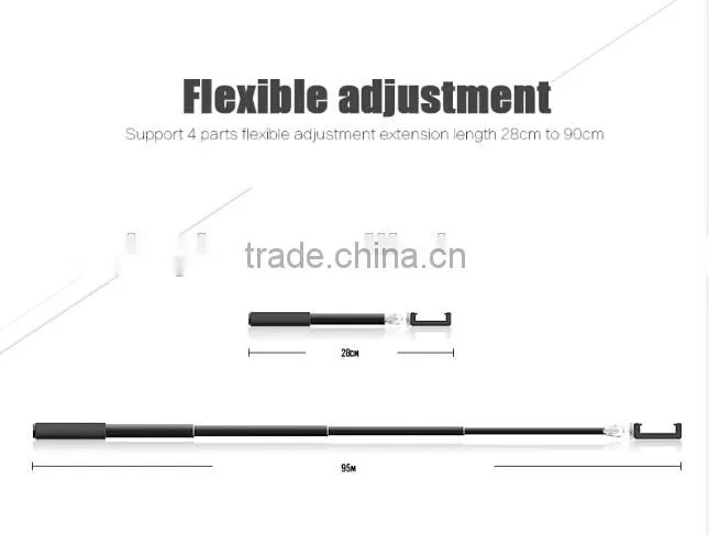 2015 wireless intelligent selfie stick with bluetooth remote shutter