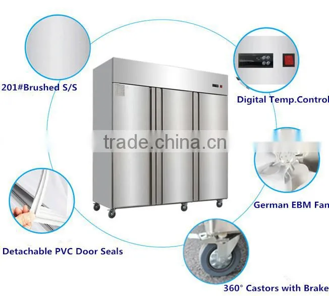 C3 1300L 6-door Upright Commercial Refrigerator Freezer for Restaurant
