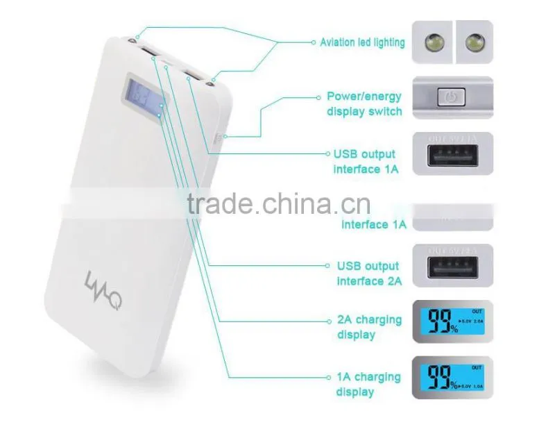 high capacity dual usb battery power bank charger