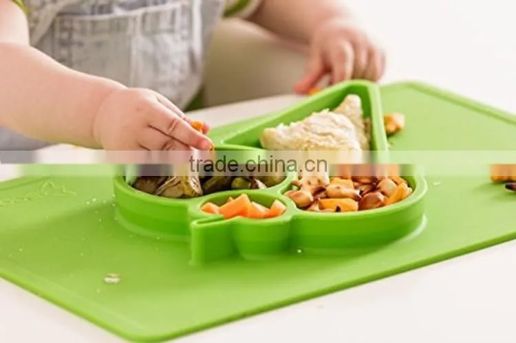 BPA Free Wholesale Non-slip Silicone Baby Placemat Plate