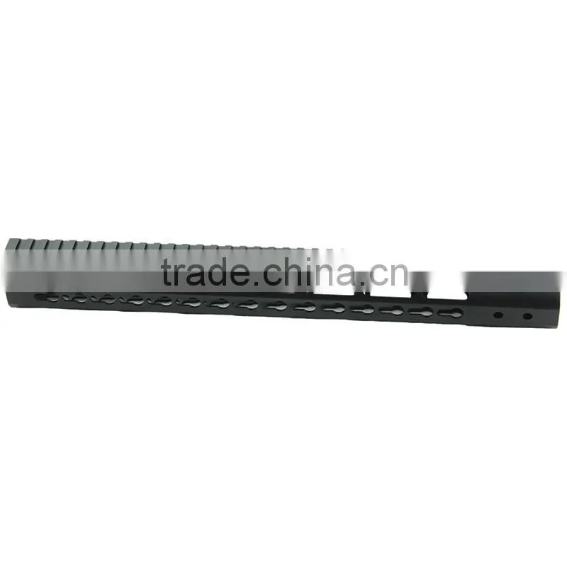 Funpowerland Black Float NSR 15 Inch Handguard One-piece Top Rail System KeyMod High Quality Lightest For AR-15 M4 M16