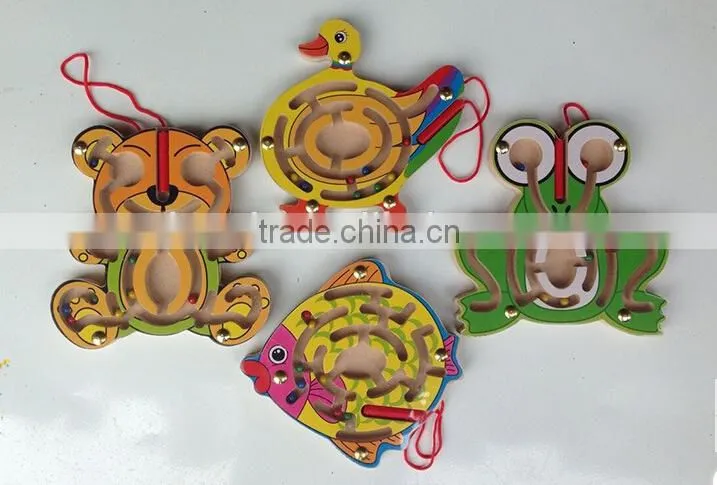 CHILDREN WOODEN FROG MAGNETIC MAZE TOYS
