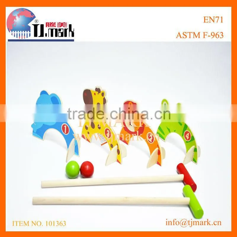 Kindergarten game 2 in 1 animal croquet set/rope ring toss kids sport toy