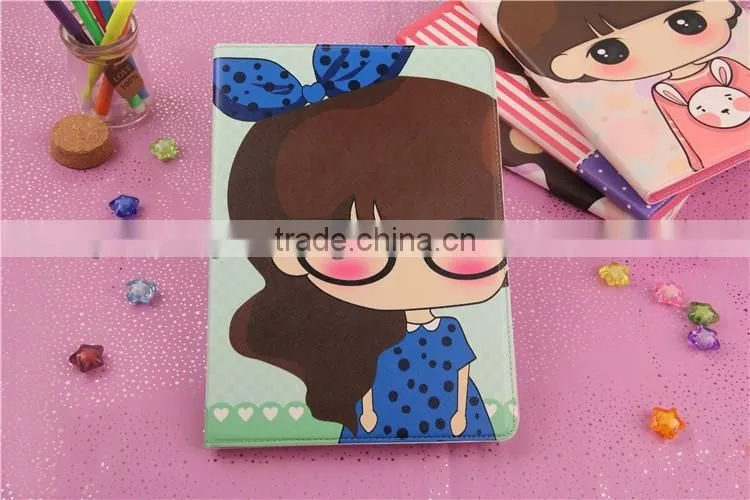New lovely cute cartoon flip with stand case for Ipad