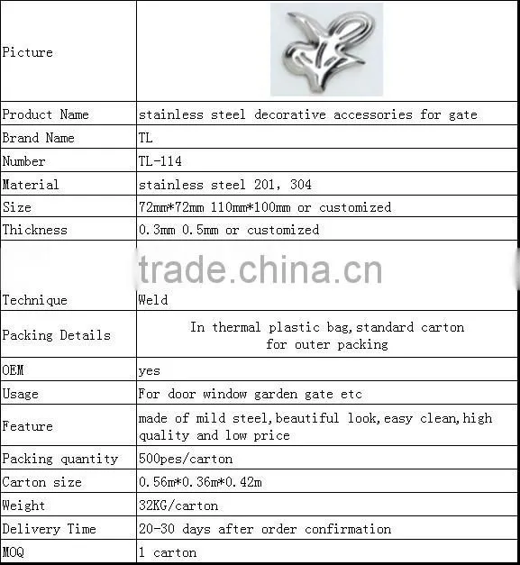 factory supply stainless steel decorative accessories for doors and windows