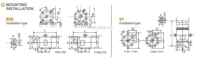Y series three phase AC Induction Motor Electric