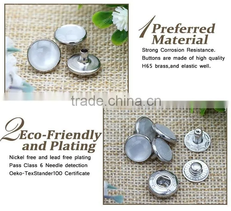 China manufacture metal button pearl cover snap button for suit