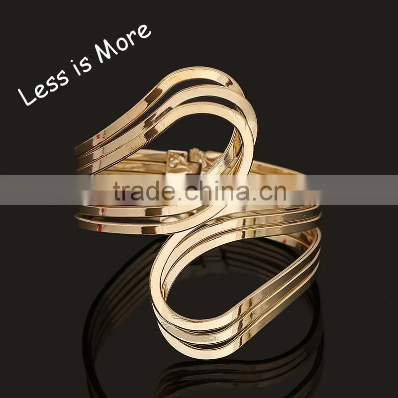 Factory price women's fashion cuff bracelet gold & silver wholesale bracelet