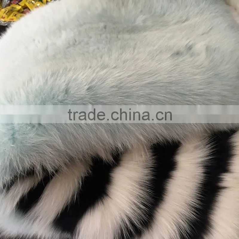 Hot sale Luxury Genuine Fox Fur Block color Fur Shawl
