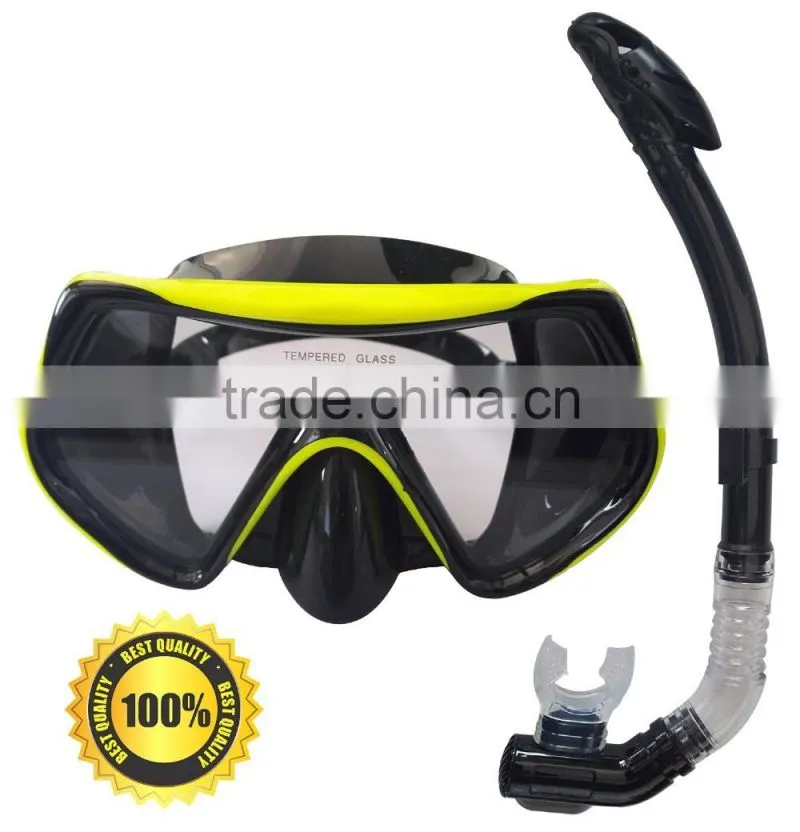 Mask and Snorkel Set for Adults - Anti-Fog Glass, Purge Valve, Snorkeling Splash Cap