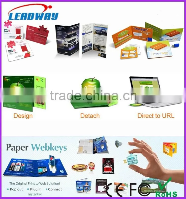 Custom wedding invitation card usb flash drive, English paper card usb webkey