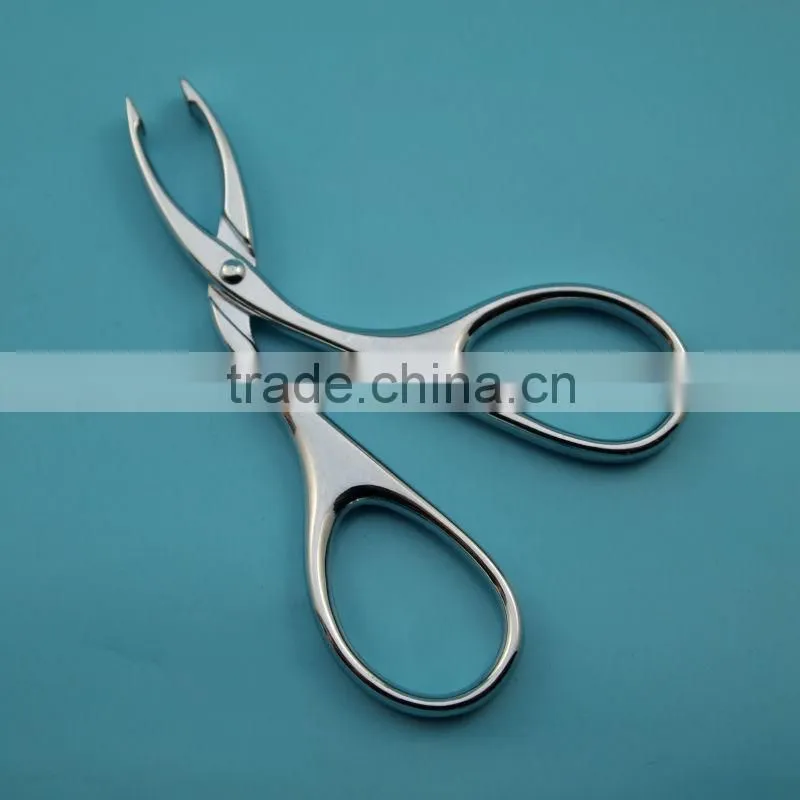 Bent head scissor style tweezers