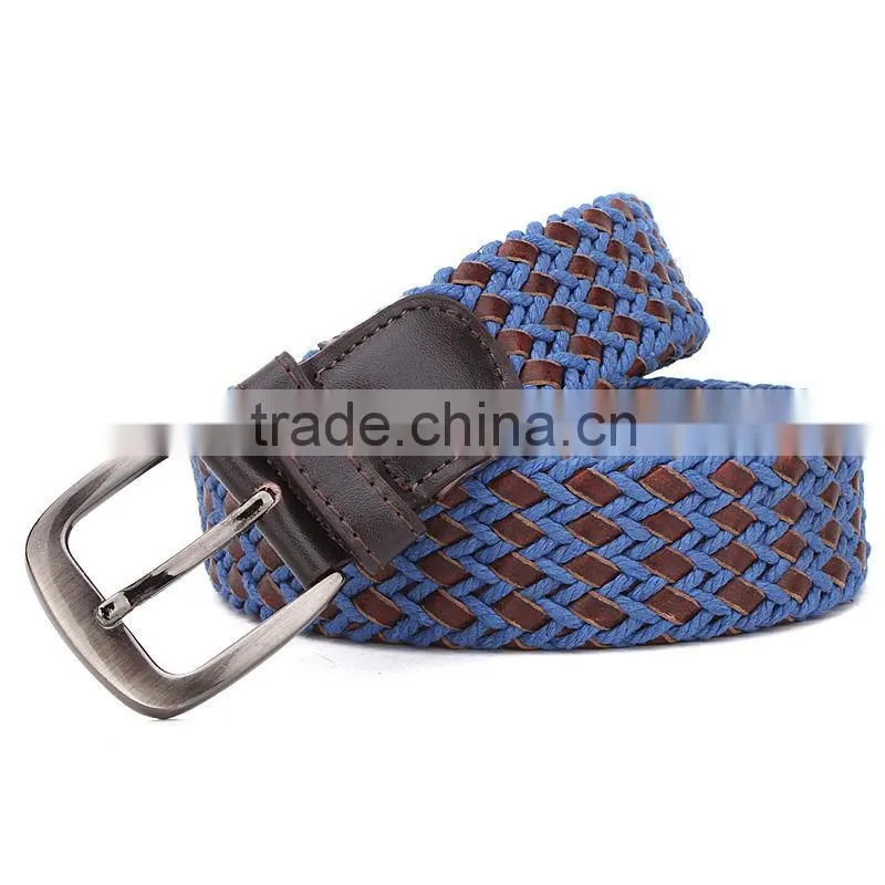 2014 Fashion Braided elastic belt with leather