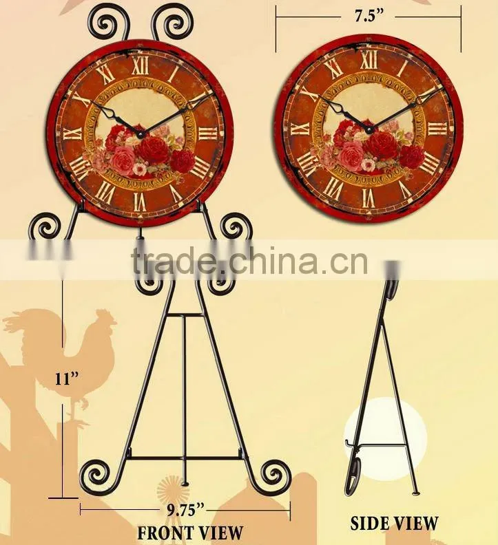 Decorative Wood table clock with easel /Decorative wooden table clock with easel/Decorative table top clock