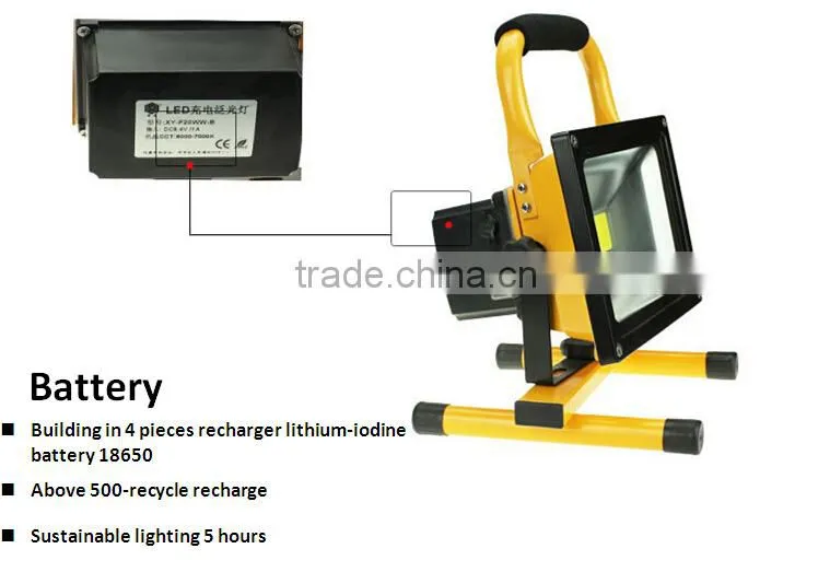 Convenient rechargeable 20 watt led flood light, waterproof flood lighting, portable flood light