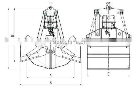 High Productivity Four Cable Grab for Crane