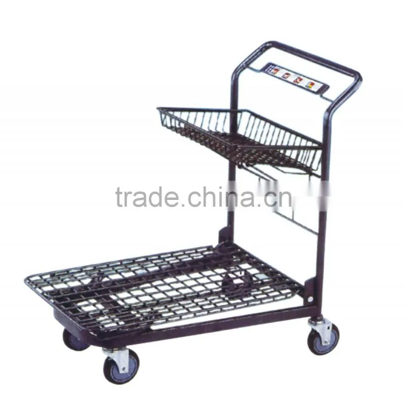 Powder coating/chrome-plate double layer shopping cart HSX-908