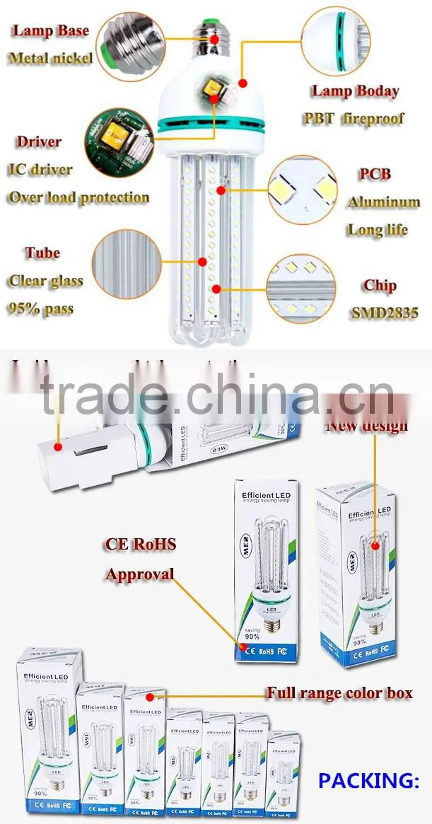 most powerful brightest high bright lumen efficiency performance 36W 5U LED U shape corn bulb light