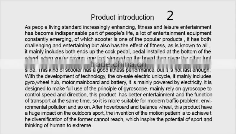 Hot sale H2 wholesale self balancing electric scooter with one wheel made in china