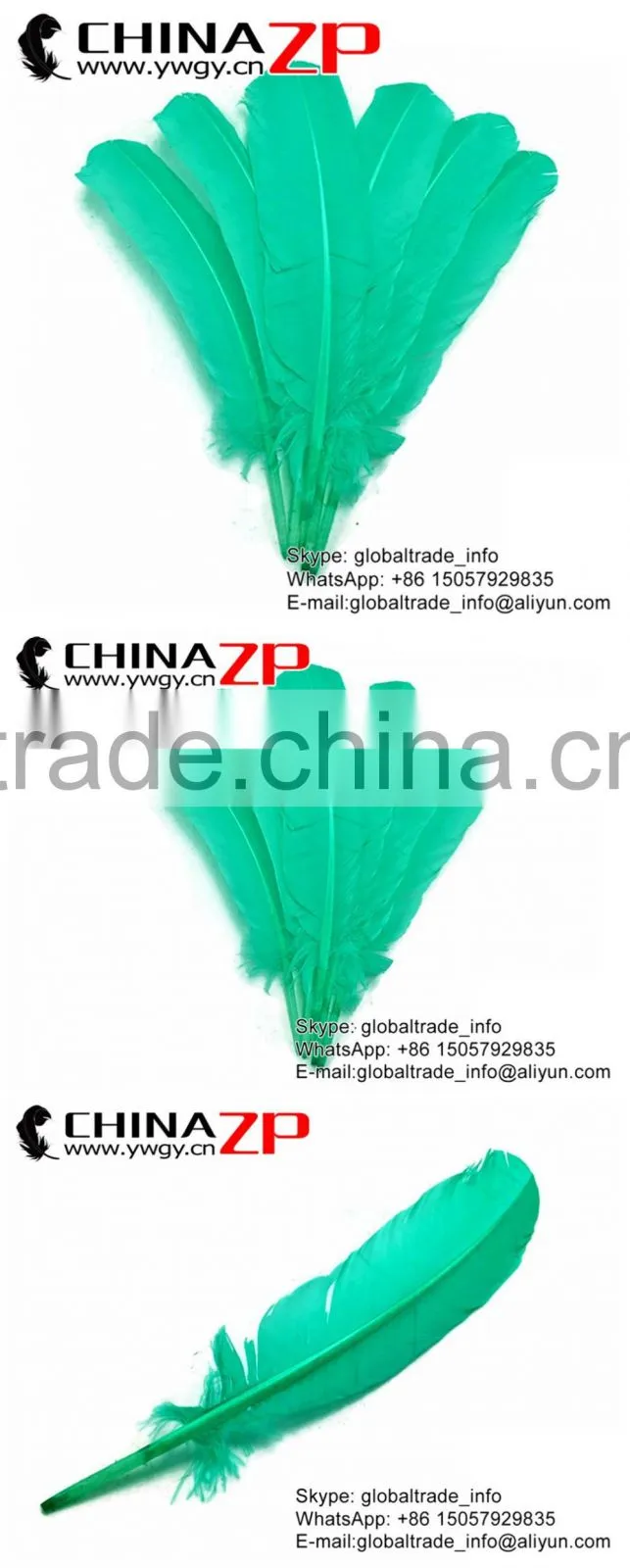 Top Selling Plumes ZPDECOR Crafts Factory Wholesale Dyed Aquamarine Green Solid Color Turkey Feathers for Decoration