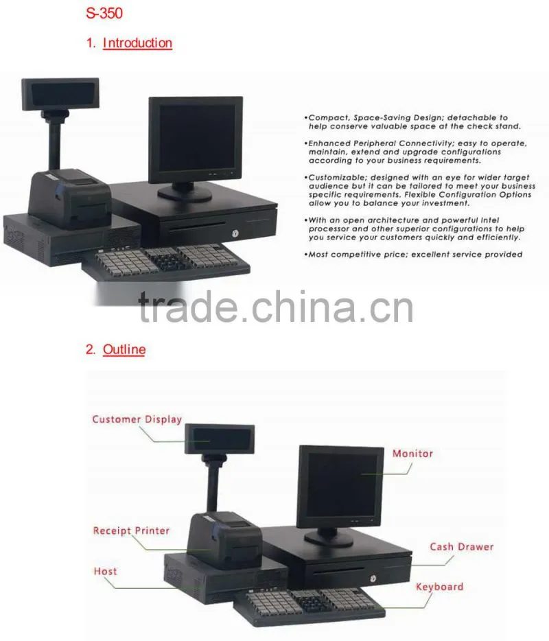 Retail pos system/Restaurant pos system NT-S350 Seperated pos system