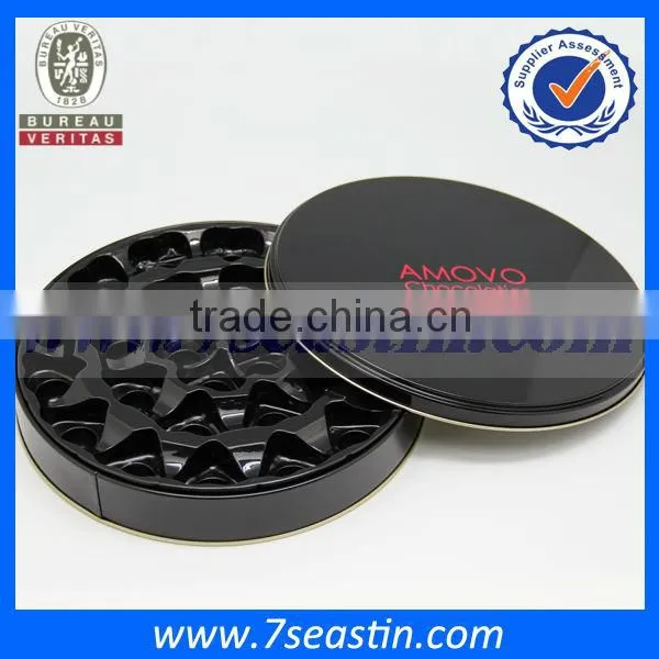 Elegant Black Round Shaped Empty Metal Tin Box For Chocolate Cookies Candy Packaging