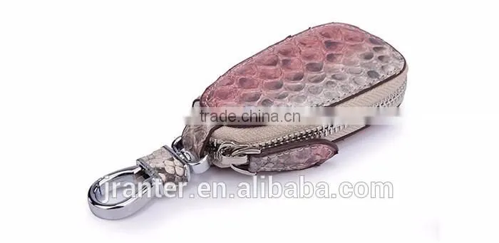 New fashion customized python snakeskin car key case,zipper key pouch,genuine leather car key holder