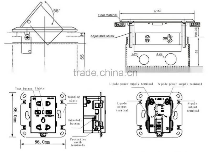 Universal intelligent multimedia floor box socket