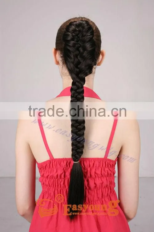 Custom long snap on synthetic fishtail plait ponytail hair pieces